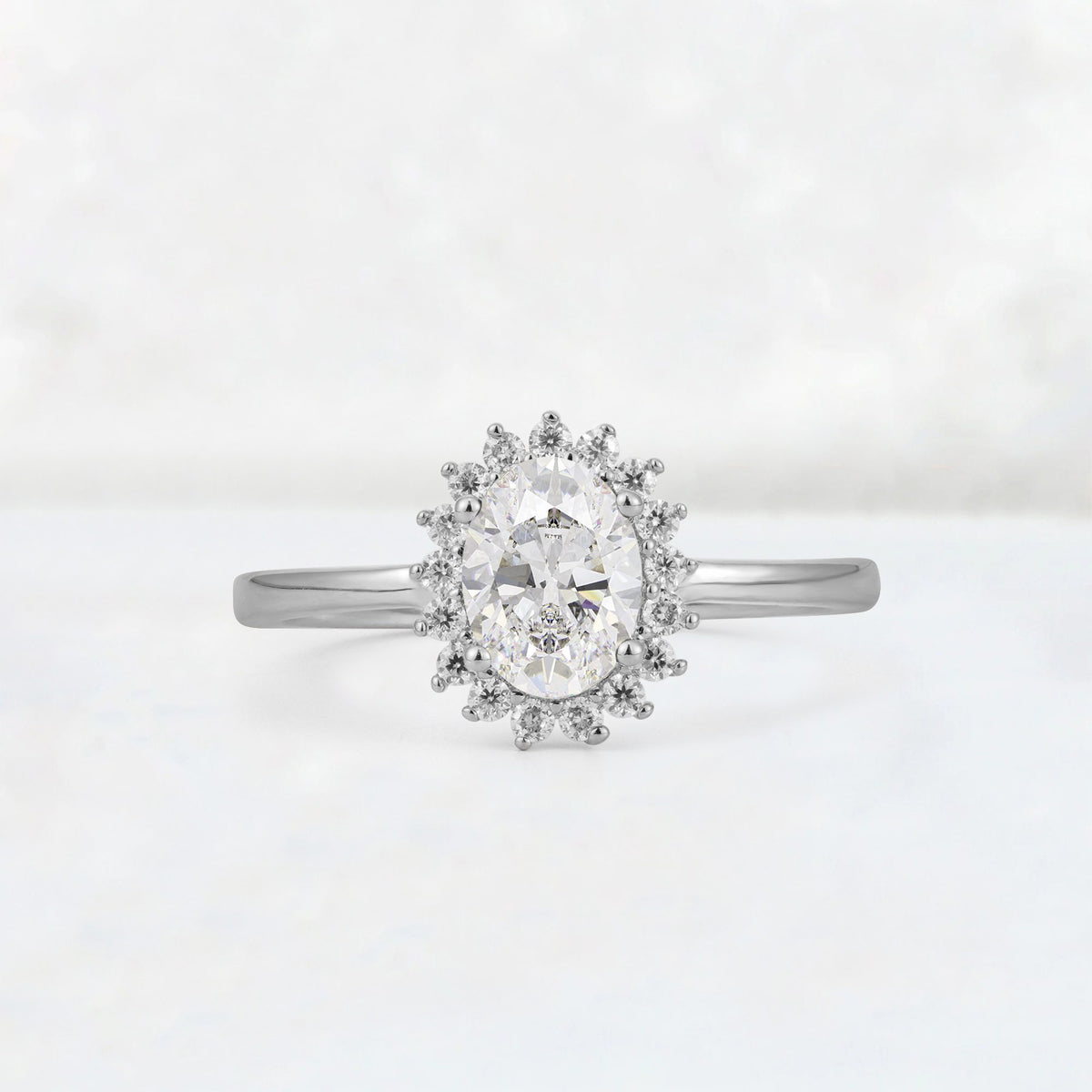 Oval Moissanite Halo Vintage Engagement Ring - Additional view