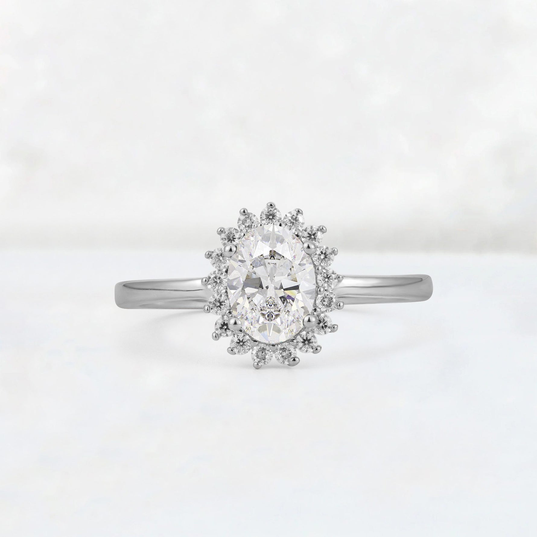 Oval Moissanite Halo Vintage Engagement Ring - Additional view
