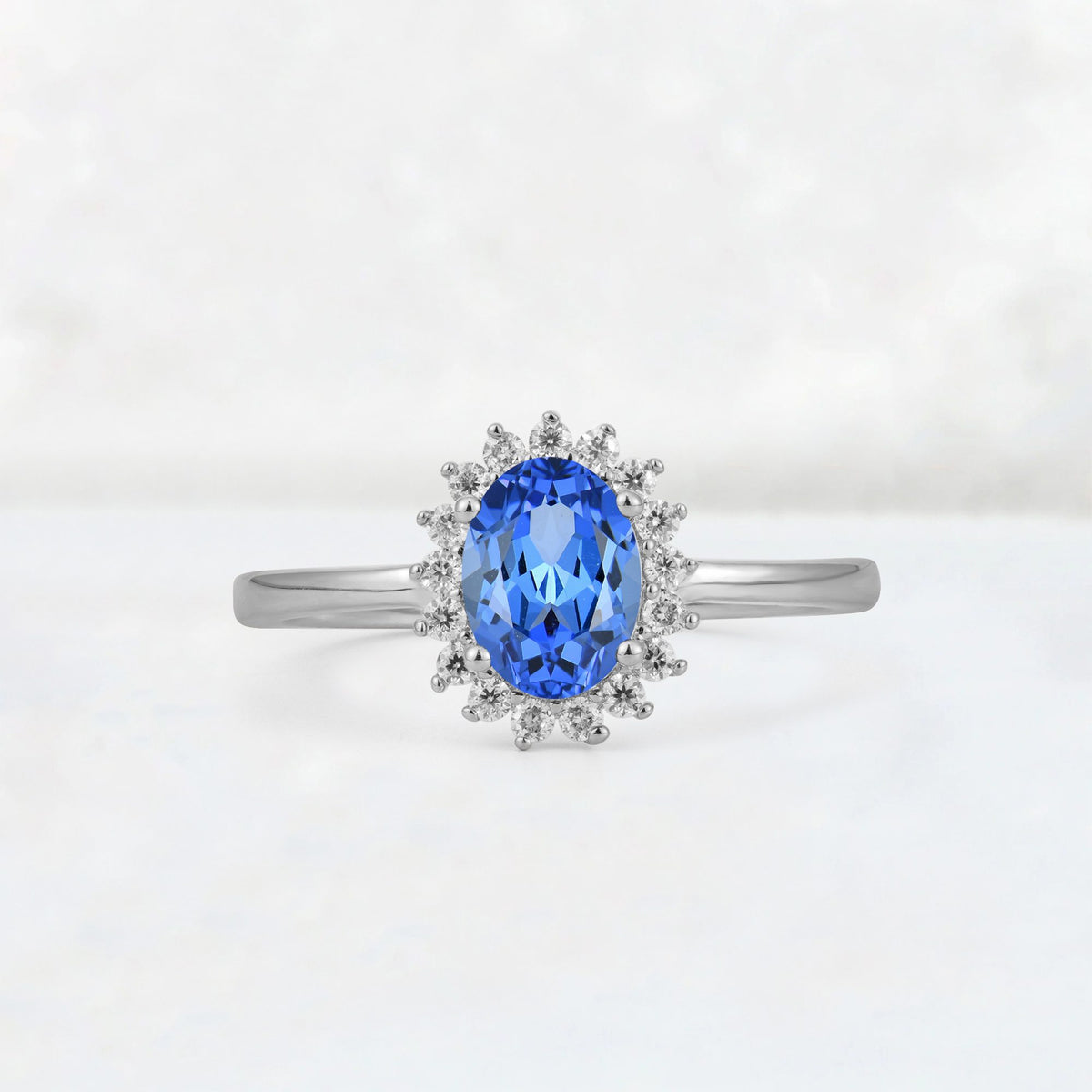 Oval Sapphire Halo Vintage Engagement Ring - Additional view