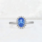 Oval Sapphire Halo Vintage Engagement Ring - Additional view