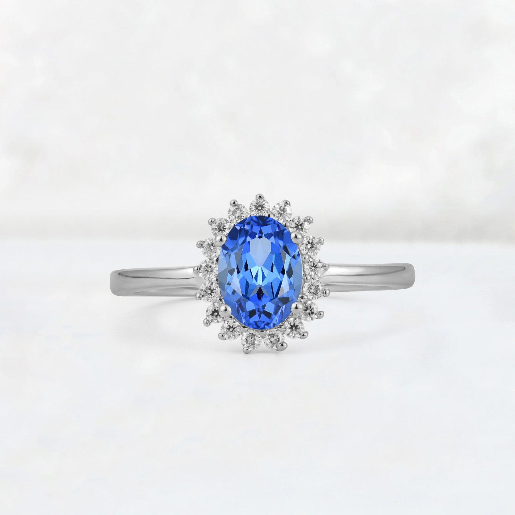 Oval Sapphire Halo Vintage Engagement Ring - Additional view