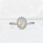 Oval Fire Opal Halo Vintage Engagement Ring - Additional view