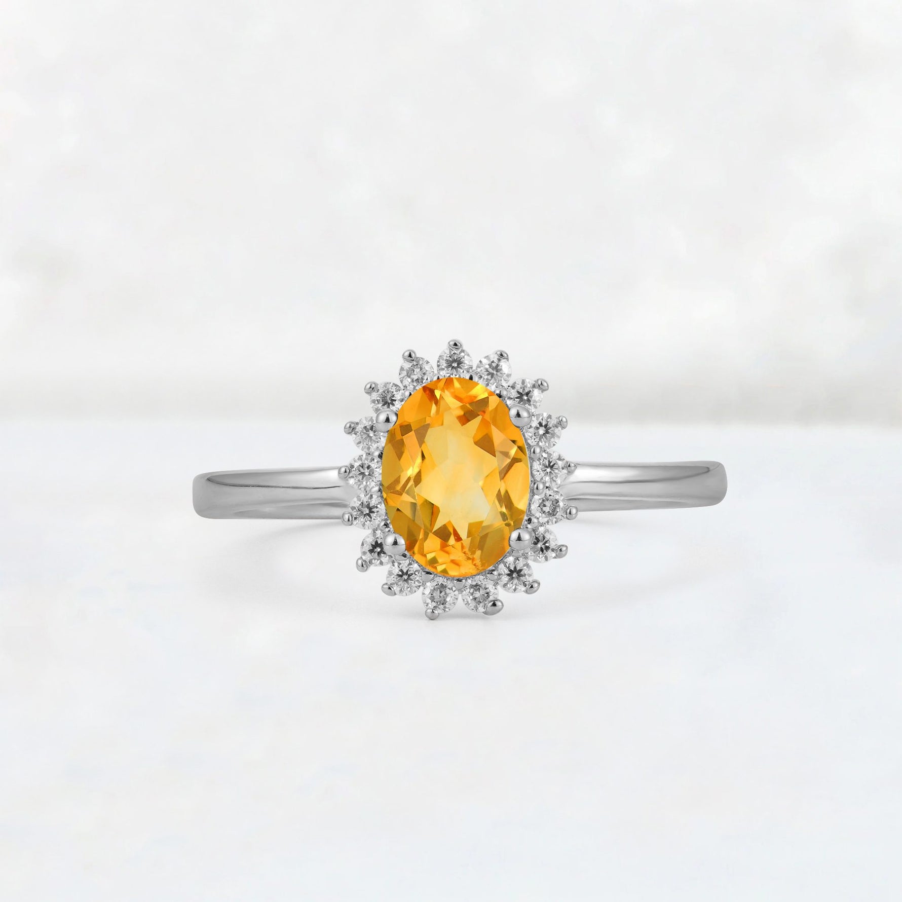 Oval Citrine Halo Vintage Engagement Ring - Additional view