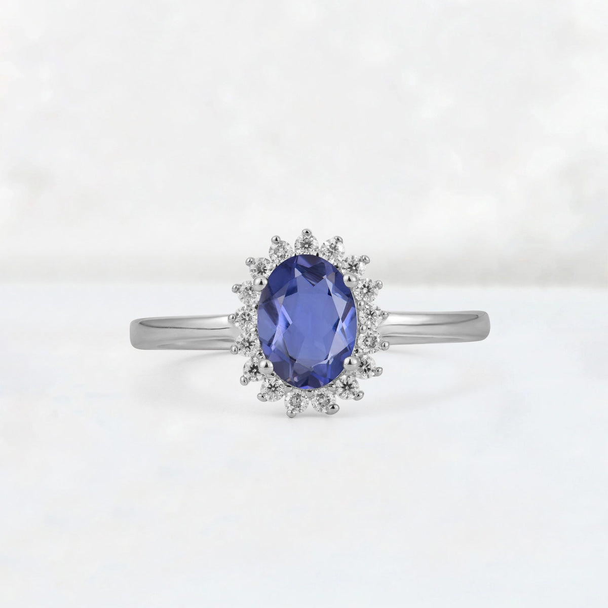 Oval Tanzanite Halo Vintage Engagement Ring - Additional view