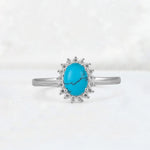 Oval Turquoise Halo Vintage Engagement Ring - Additional view
