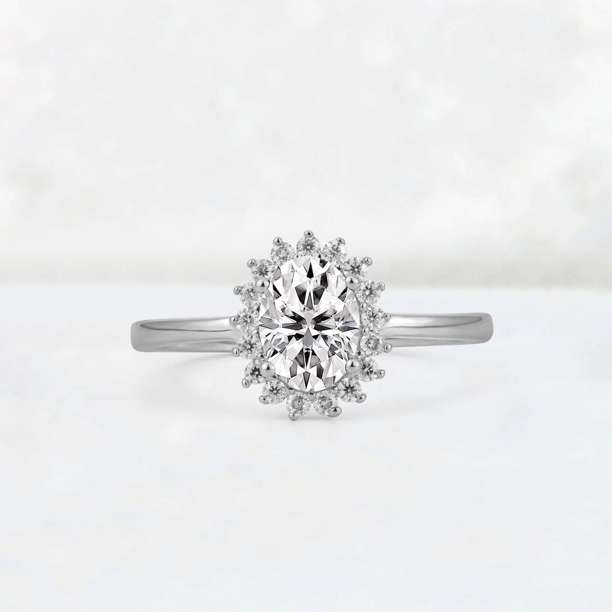 Oval Lab Diamond Halo Vintage Engagement Ring - Additional view