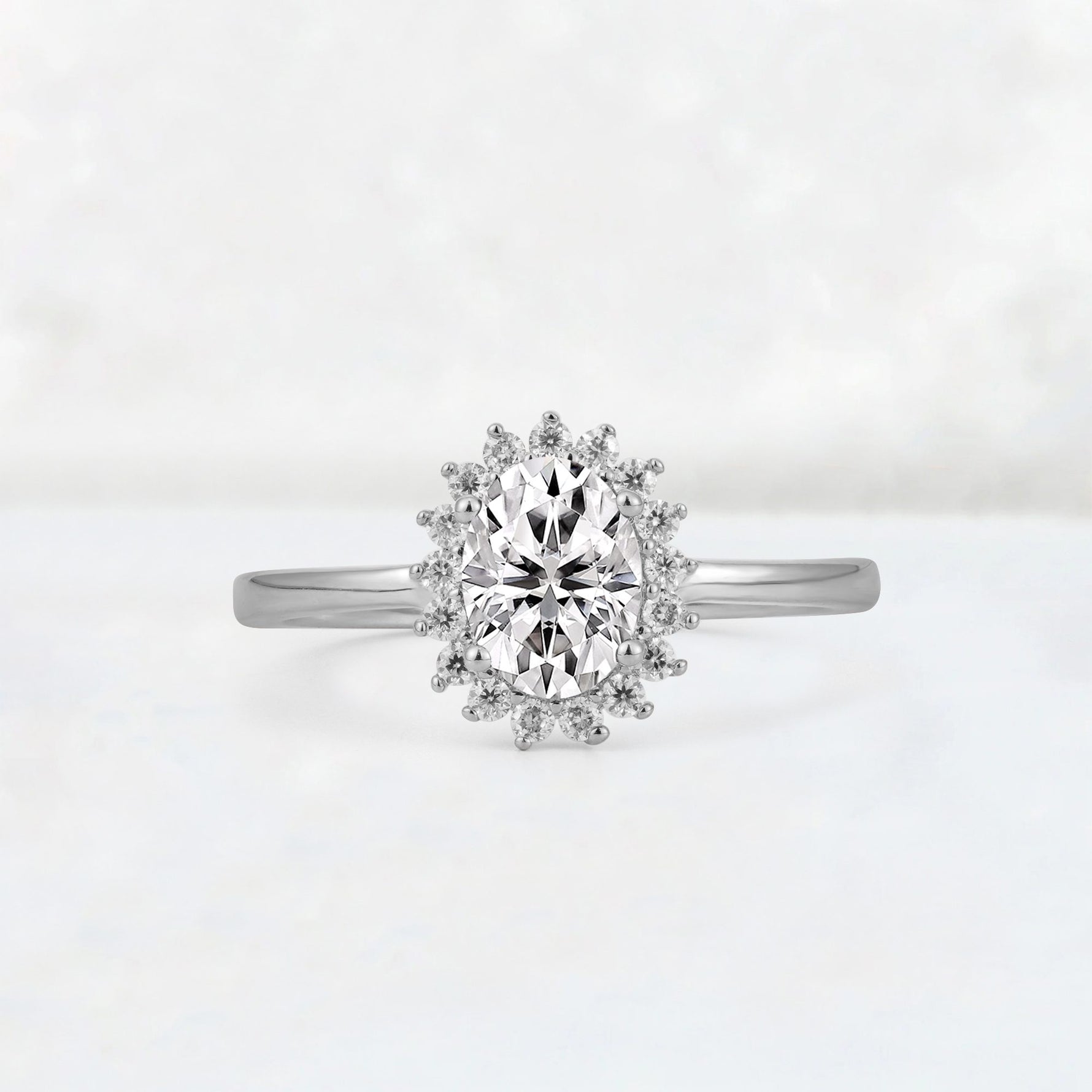 Oval Lab Diamond Halo Vintage Engagement Ring - Additional view