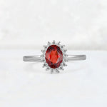 Oval Garnet Halo Vintage Engagement Ring - Additional view