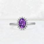 Oval Amethyst Halo Vintage Engagement Ring - Additional view