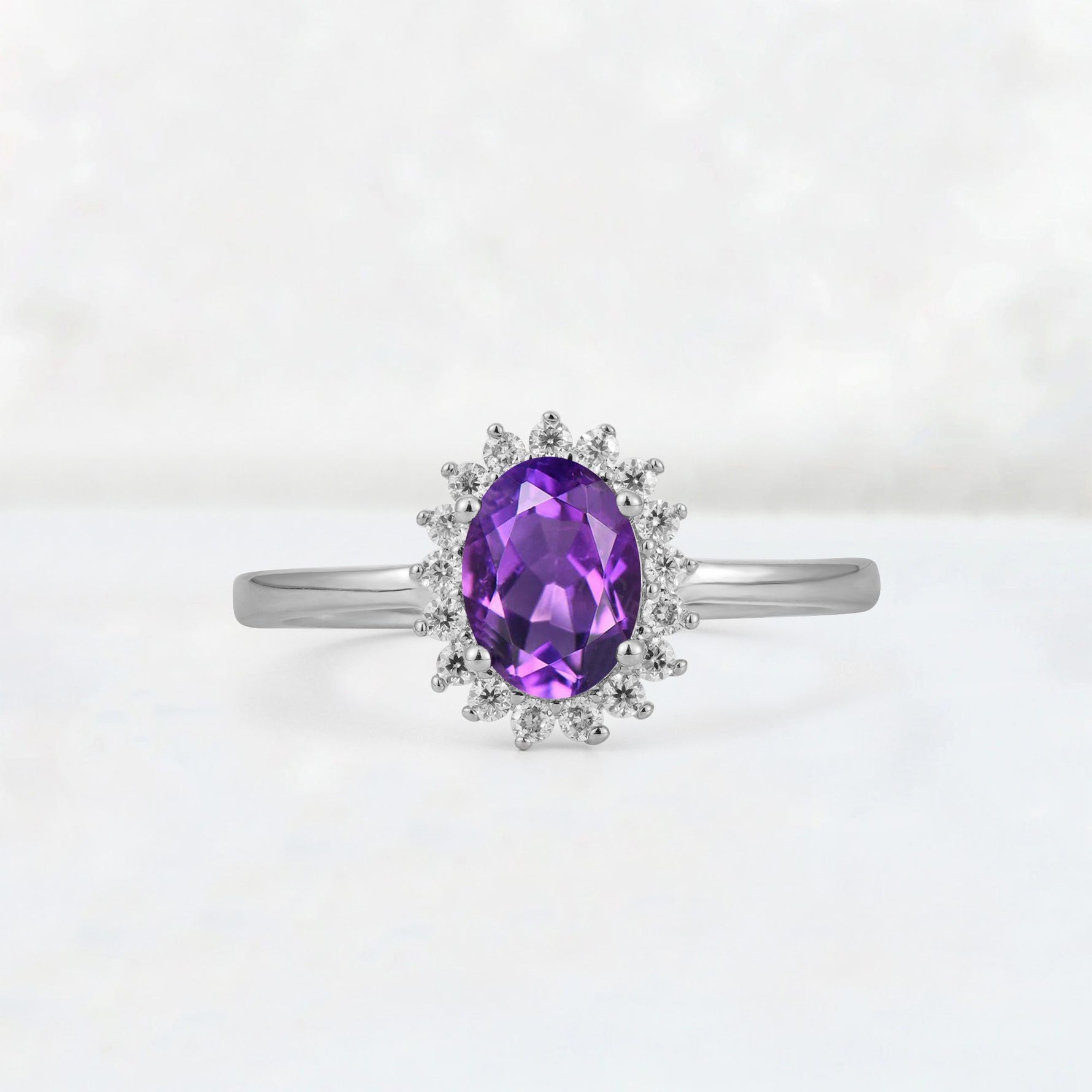 Oval Amethyst Halo Vintage Engagement Ring - Additional view