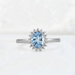 Oval Aquamarine Halo Vintage Engagement Ring - Additional view
