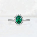 Oval Emerald Halo Vintage Engagement Ring - Additional view