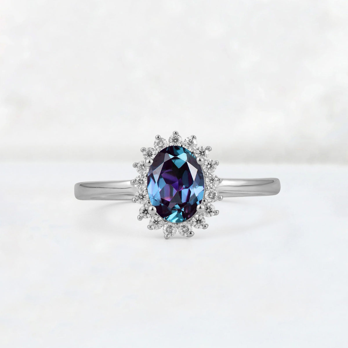 Oval Alexandrite Halo Vintage Engagement Ring - Additional view