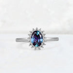 Oval Alexandrite Halo Vintage Engagement Ring - Additional view