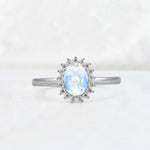 Oval Moonstone Halo Vintage Engagement Ring - Additional view