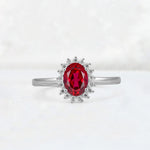 Oval Ruby Halo Vintage Engagement Ring - Additional view