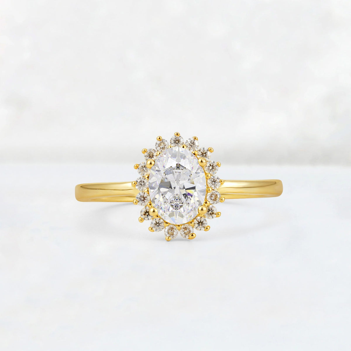 Oval Moissanite Halo Vintage Engagement Ring - Additional view