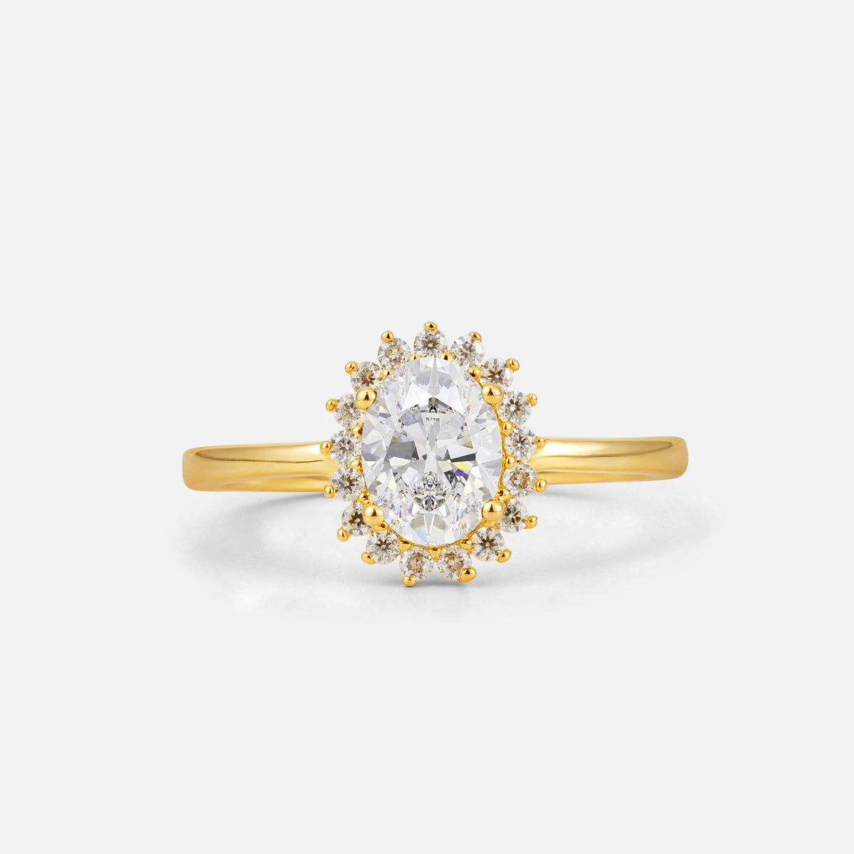 Oval Moissanite Halo Vintage Engagement Ring