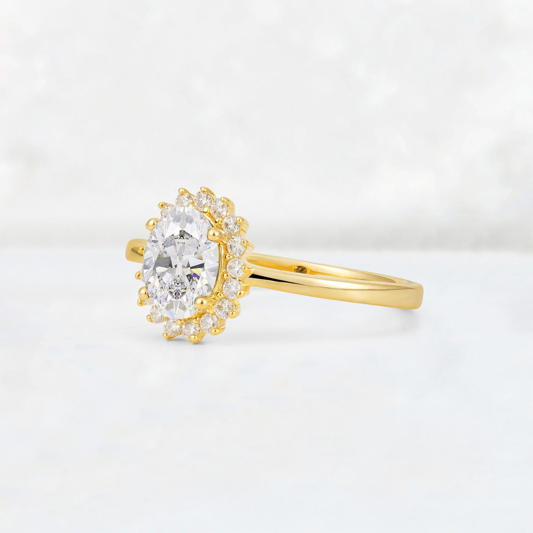 Oval Moissanite Halo Vintage Engagement Ring - Additional view