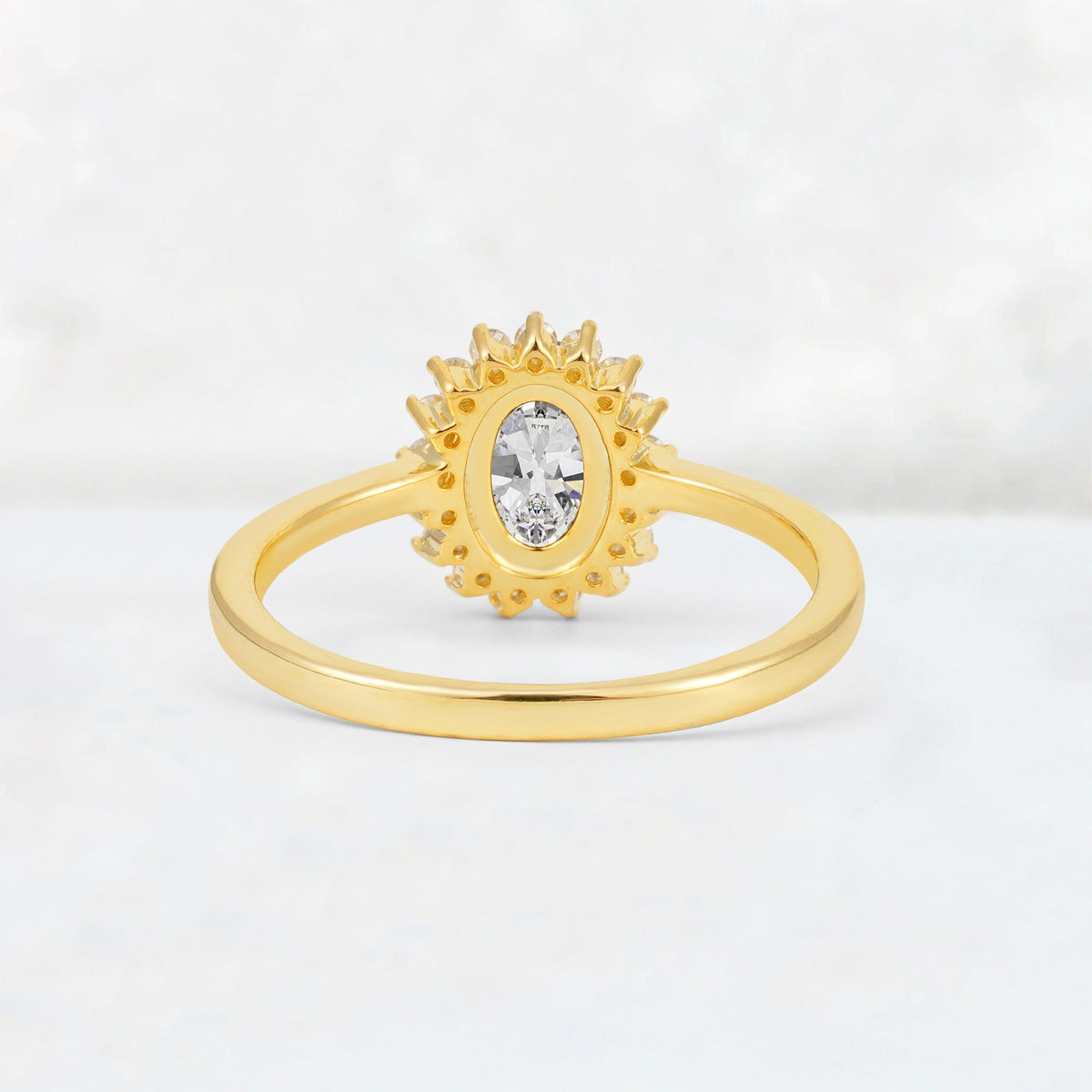 Oval Moissanite Halo Vintage Engagement Ring - Additional view