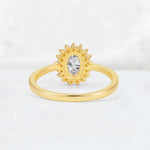 Oval Moissanite Halo Vintage Engagement Ring - Additional view