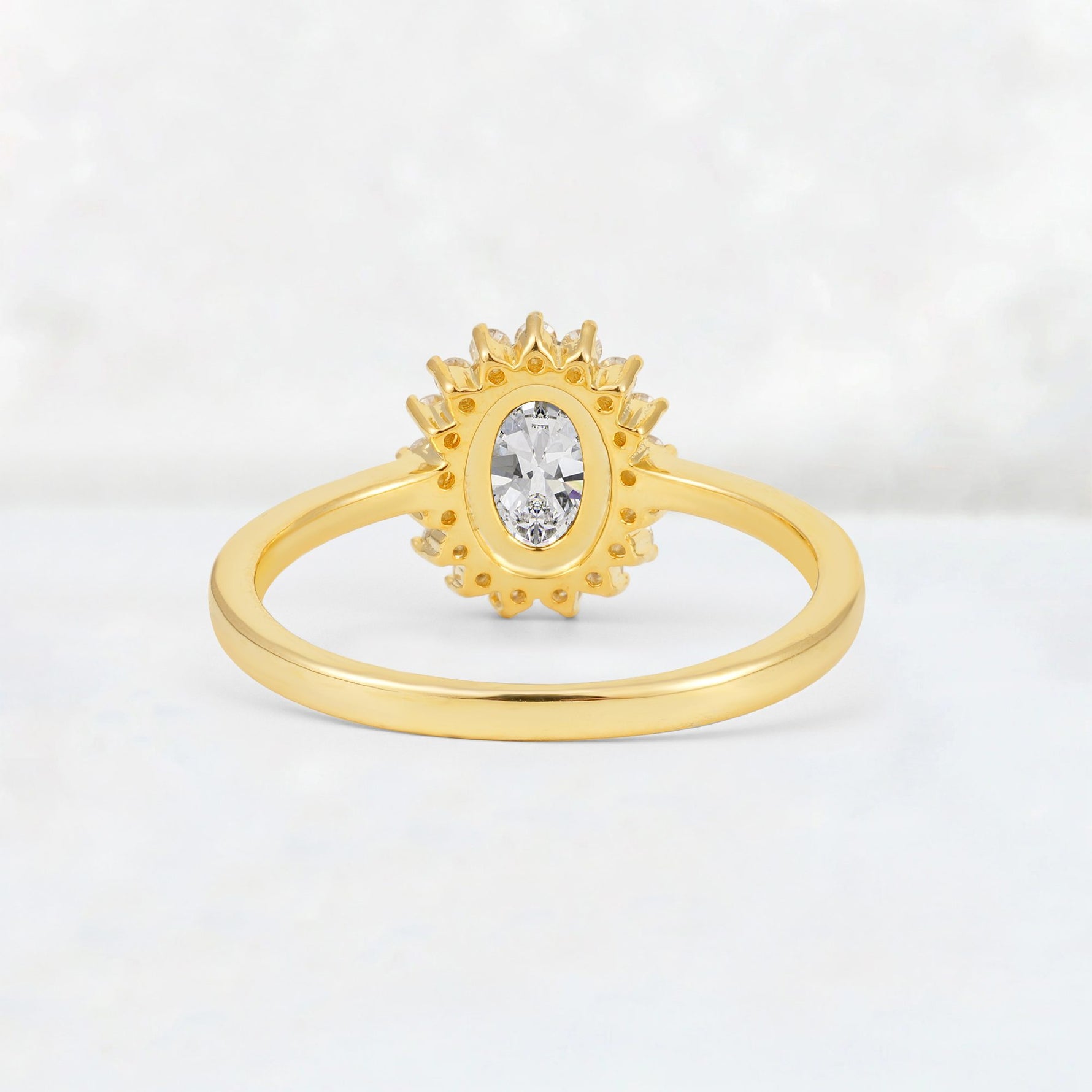 Oval Moissanite Halo Vintage Engagement Ring - Additional view