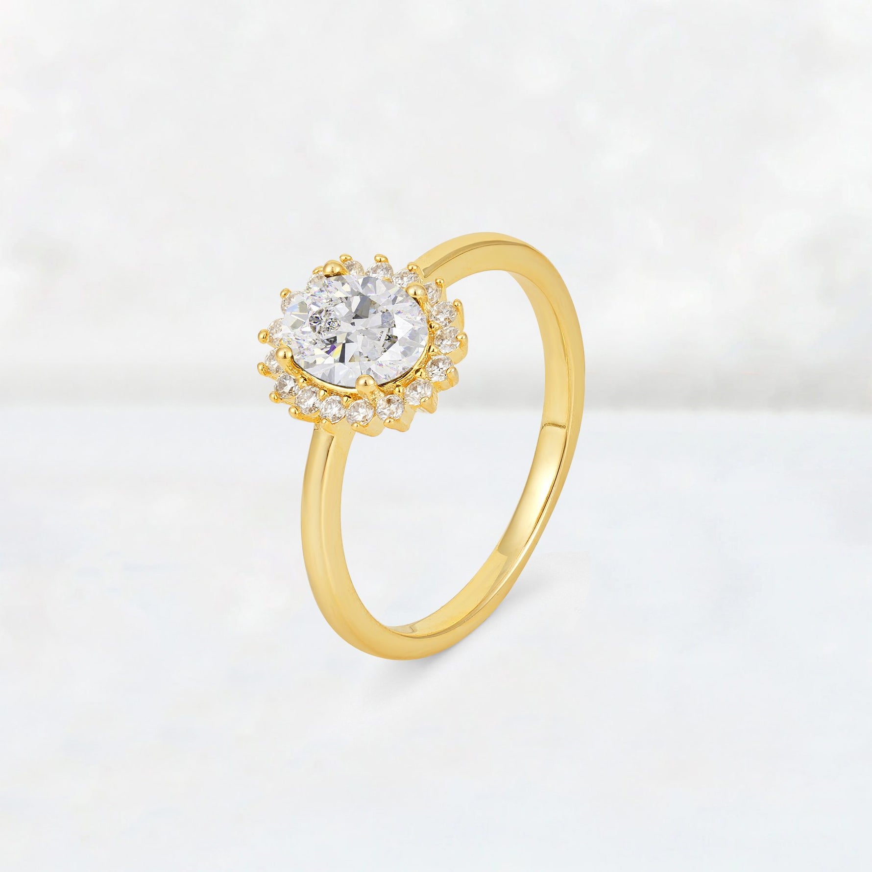 Oval Moissanite Halo Vintage Engagement Ring - Additional view