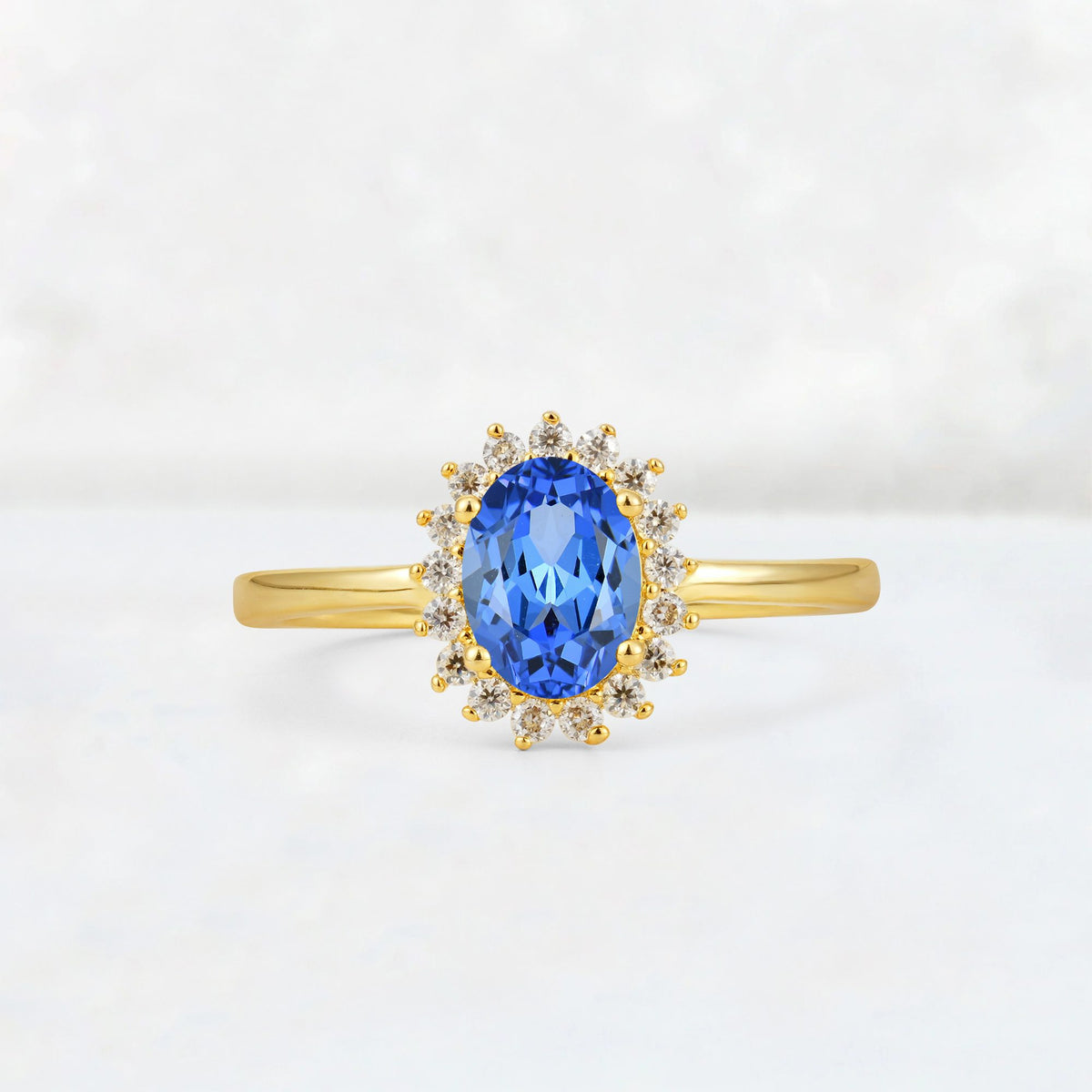 Oval Sapphire Halo Vintage Engagement Ring - Additional view