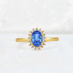 Oval Sapphire Halo Vintage Engagement Ring - Additional view
