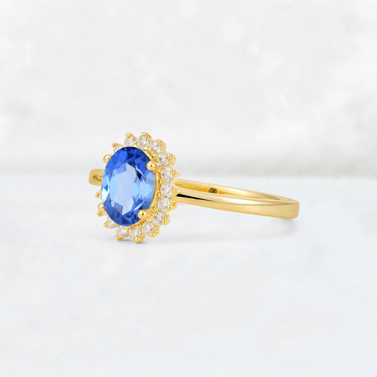 Oval Sapphire Halo Vintage Engagement Ring - Additional view