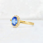 Oval Sapphire Halo Vintage Engagement Ring - Additional view
