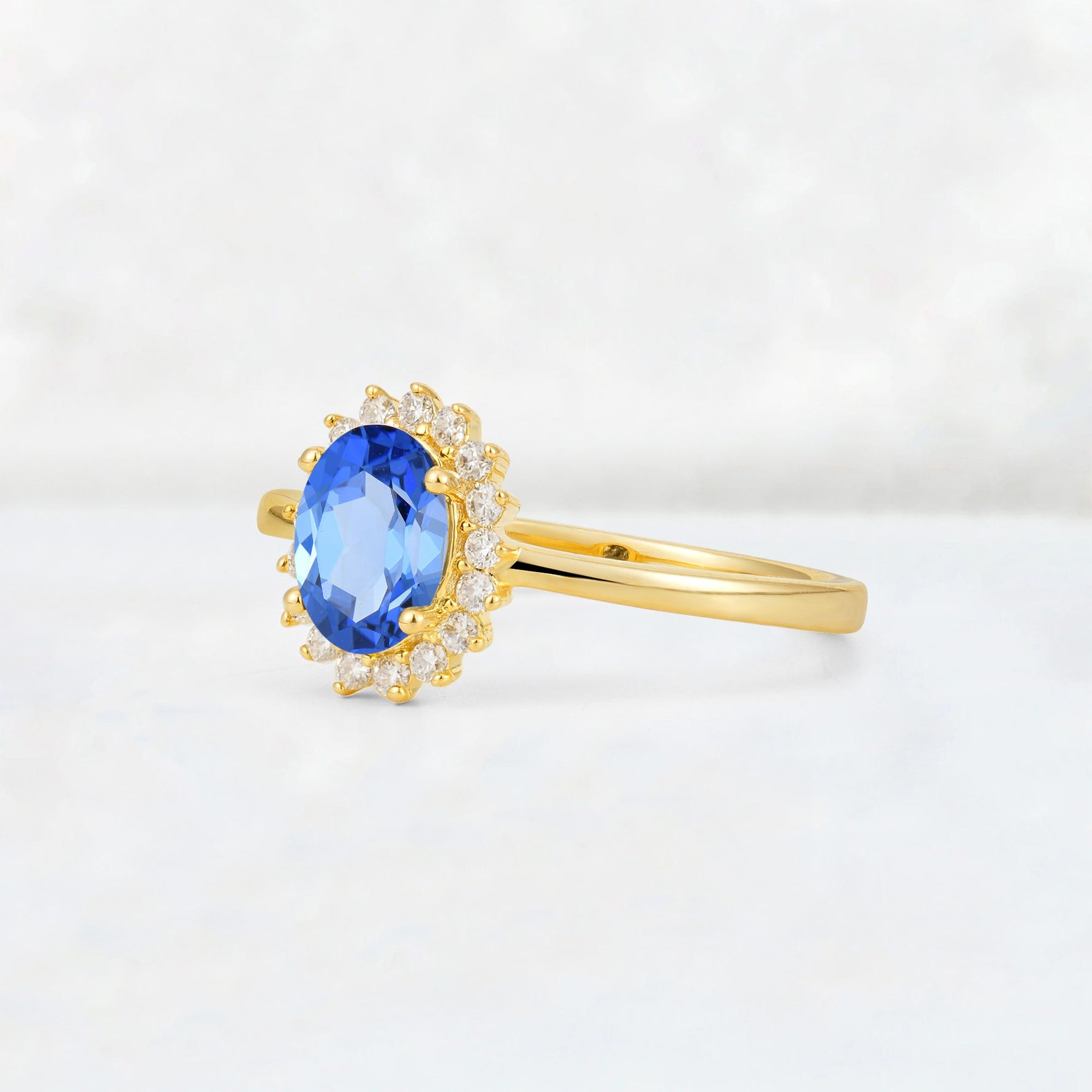 Oval Sapphire Halo Vintage Engagement Ring - Additional view