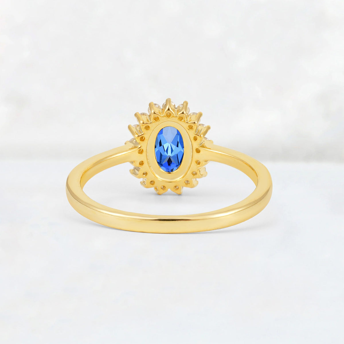 Oval Sapphire Halo Vintage Engagement Ring - Additional view