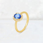Oval Sapphire Halo Vintage Engagement Ring - Additional view