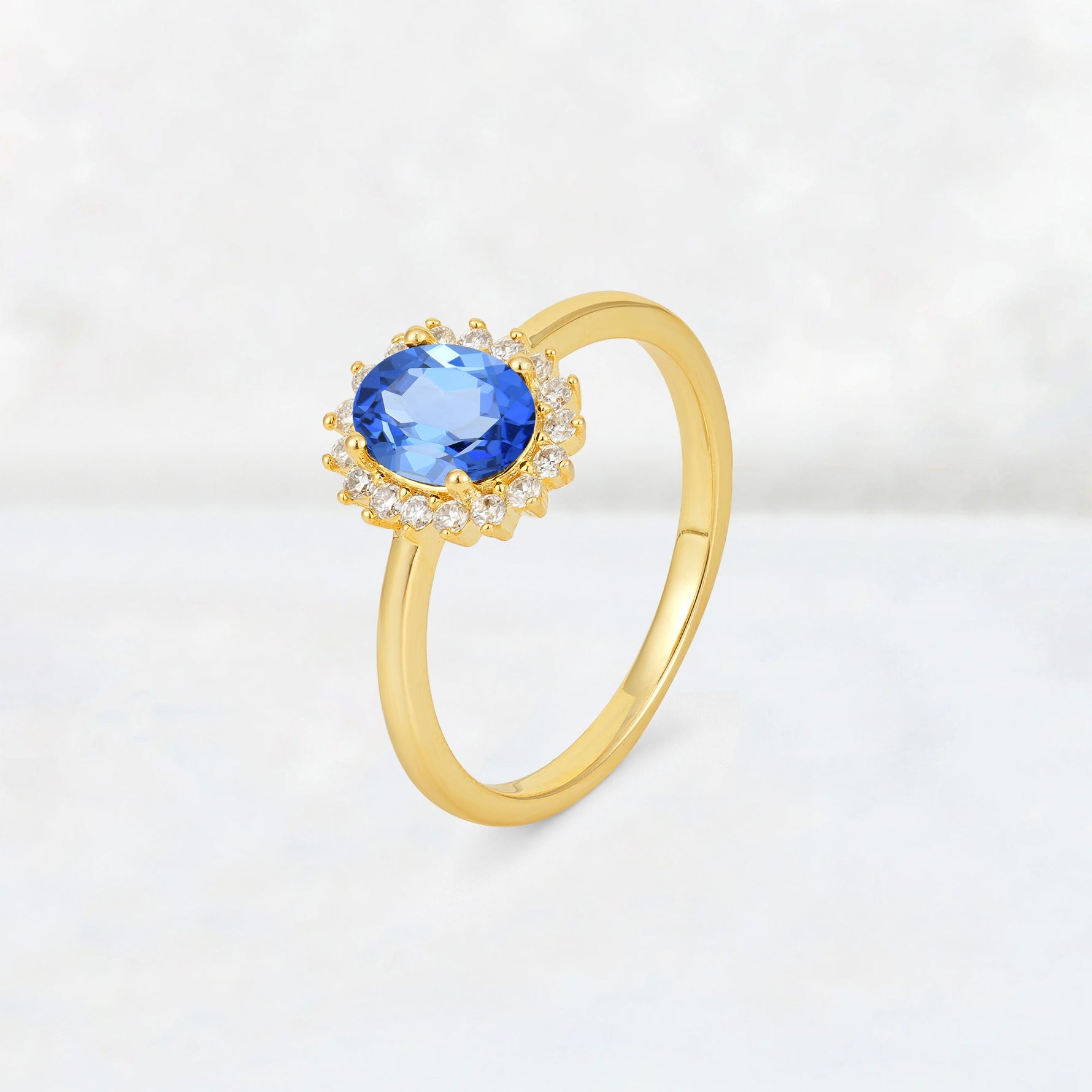 Oval Sapphire Halo Vintage Engagement Ring - Additional view