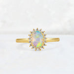 Oval Fire Opal Halo Vintage Engagement Ring - Additional view