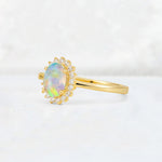 Oval Fire Opal Halo Vintage Engagement Ring - Additional view