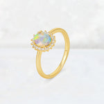 Oval Fire Opal Halo Vintage Engagement Ring - Additional view