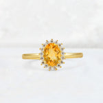 Oval Citrine Halo Vintage Engagement Ring - Additional view