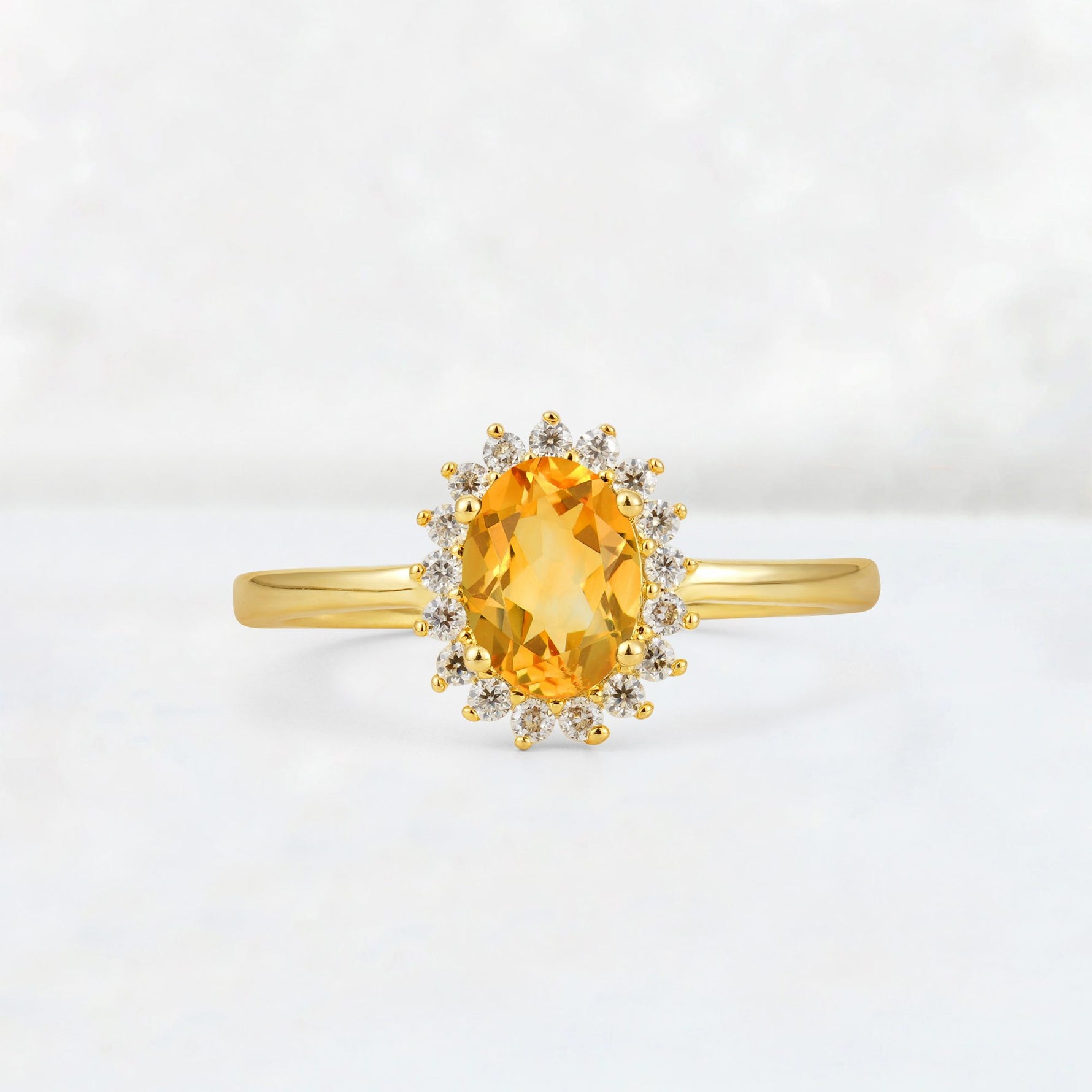 Oval Citrine Halo Vintage Engagement Ring - Additional view