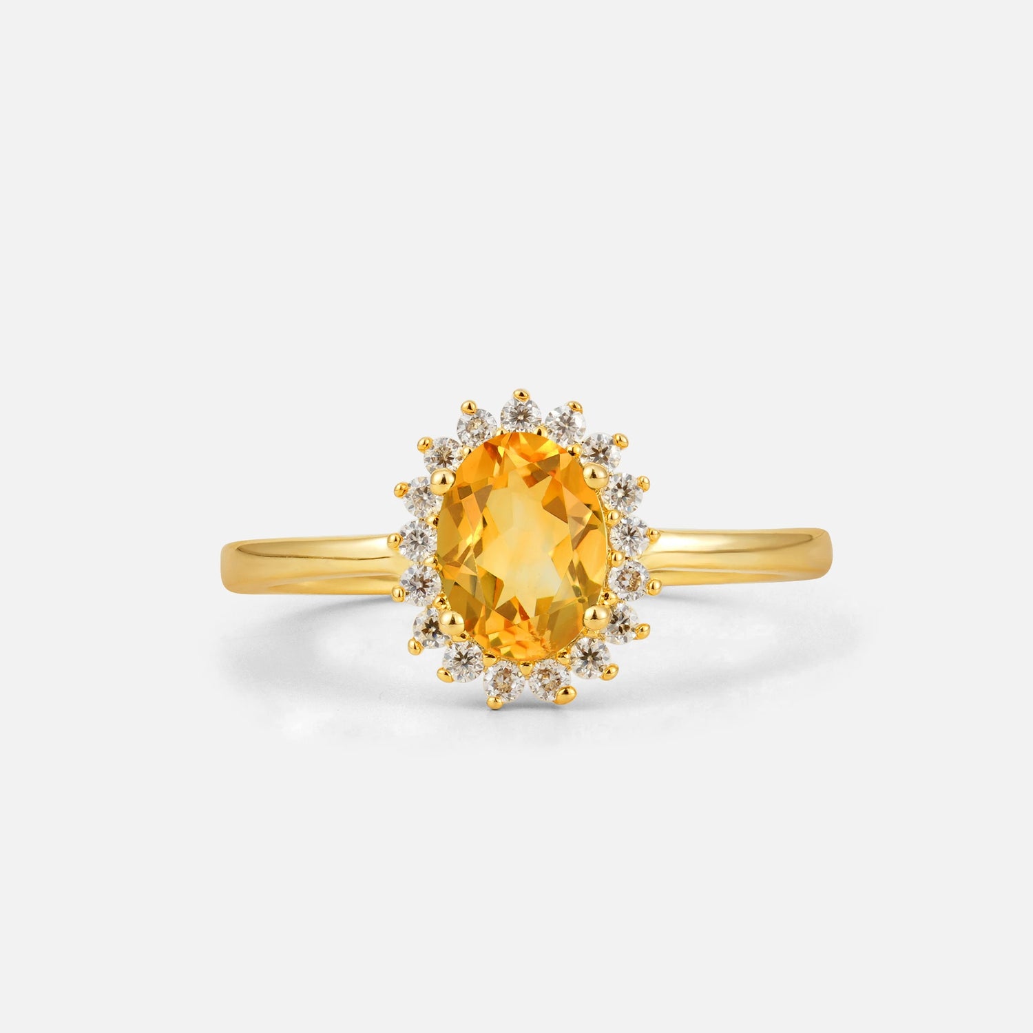 Oval Citrine Halo Vintage Engagement Ring