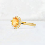 Oval Citrine Halo Vintage Engagement Ring - Additional view