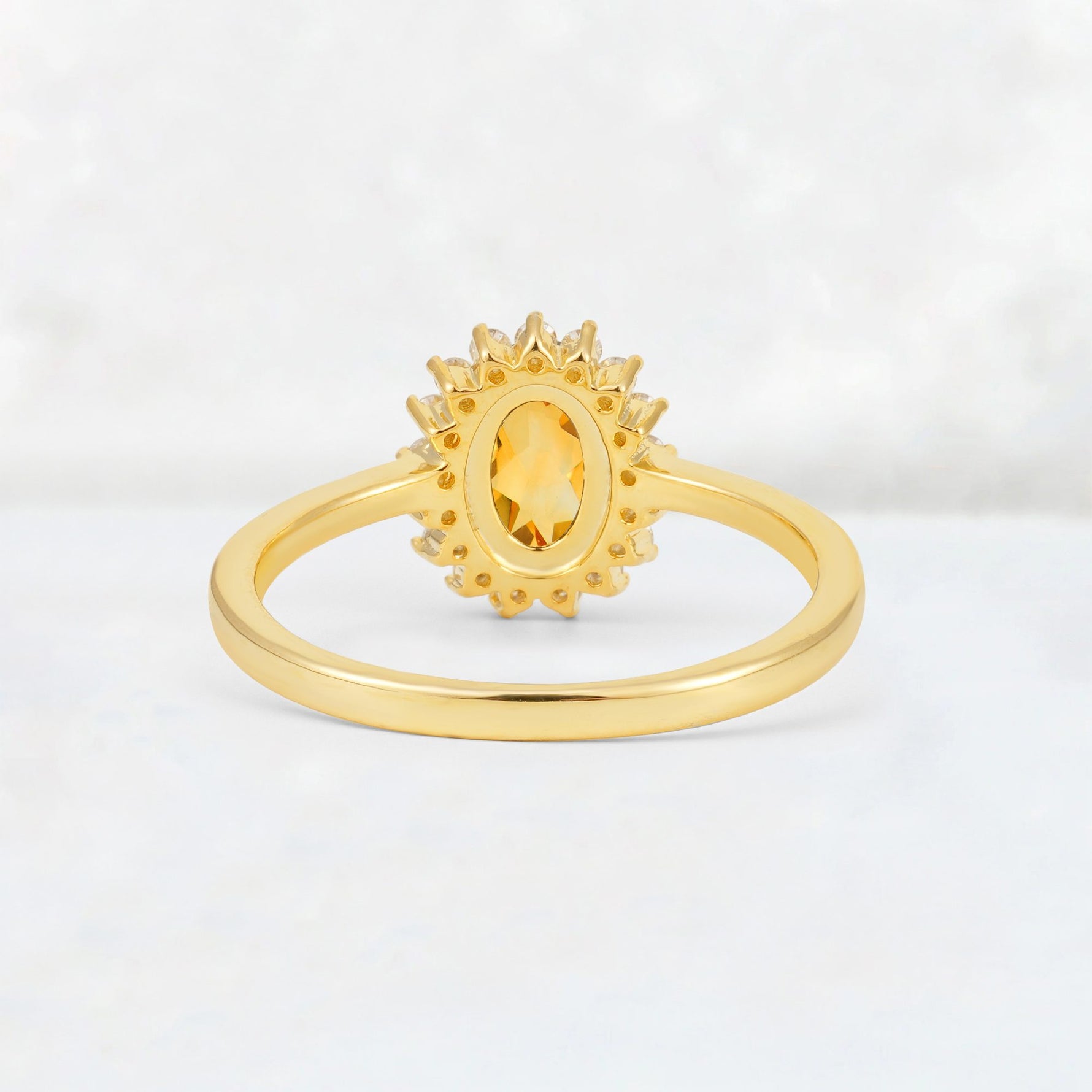 Oval Citrine Halo Vintage Engagement Ring - Additional view