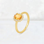 Oval Citrine Halo Vintage Engagement Ring - Additional view
