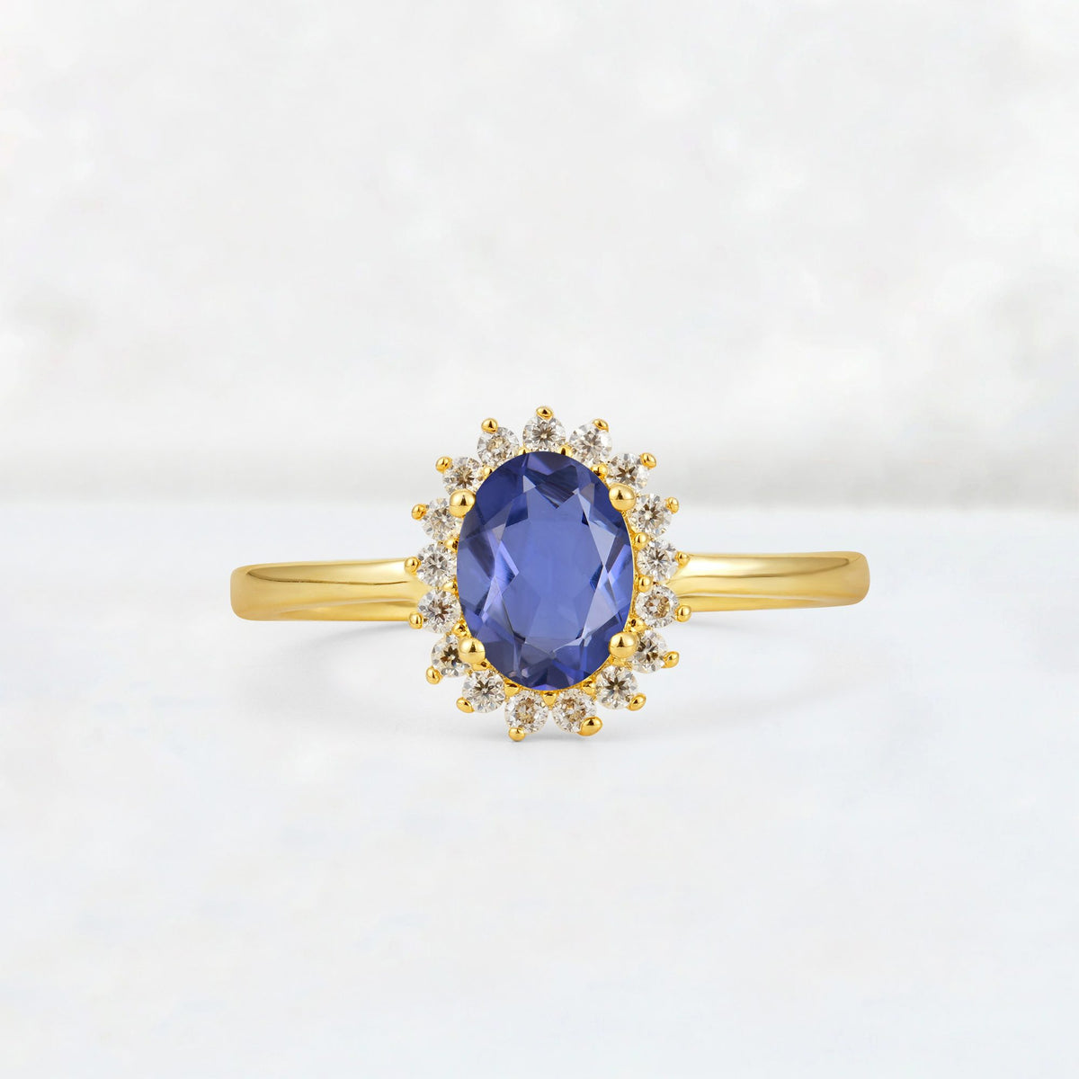 Oval Tanzanite Halo Vintage Engagement Ring - Additional view