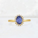 Oval Tanzanite Halo Vintage Engagement Ring - Additional view