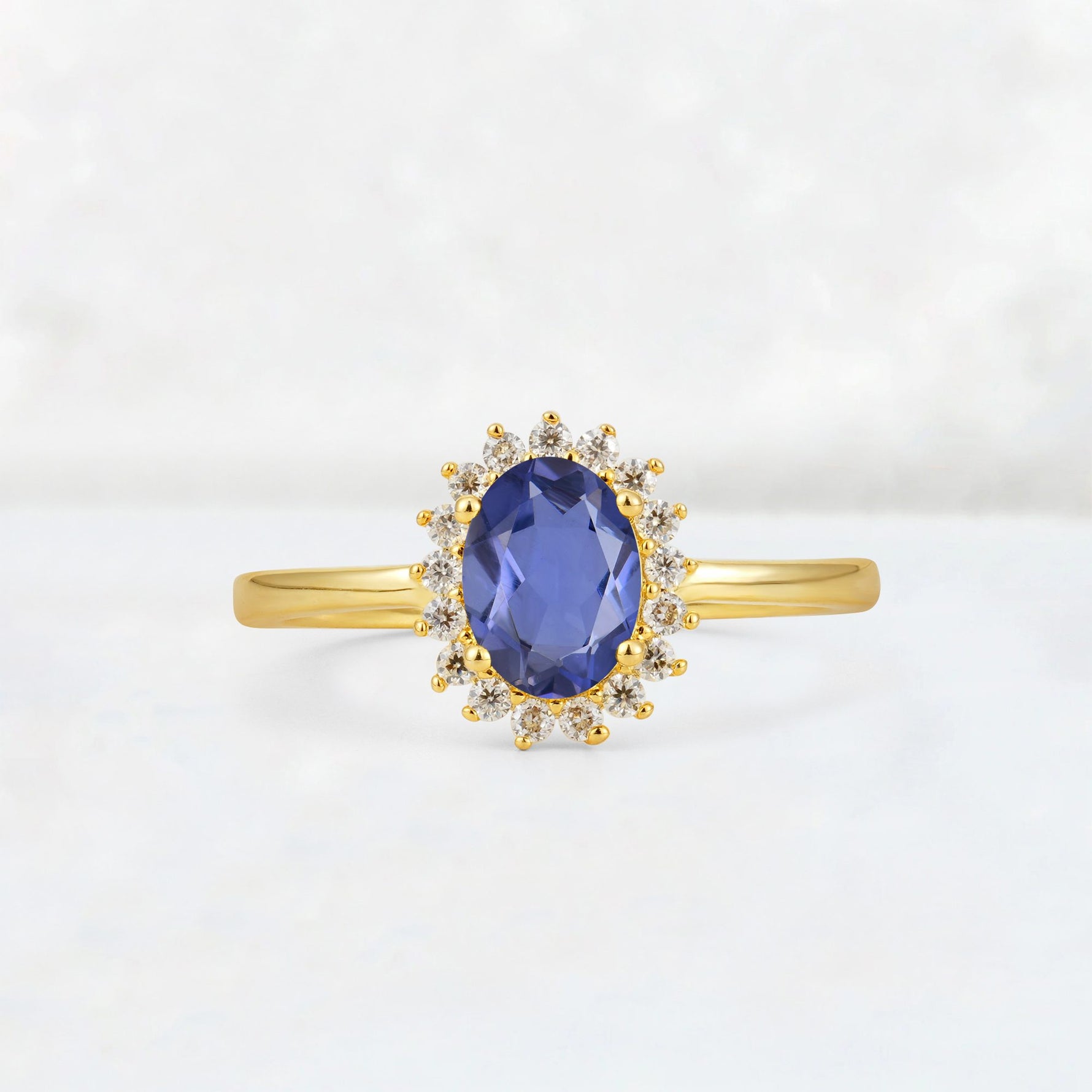 Oval Tanzanite Halo Vintage Engagement Ring - Additional view