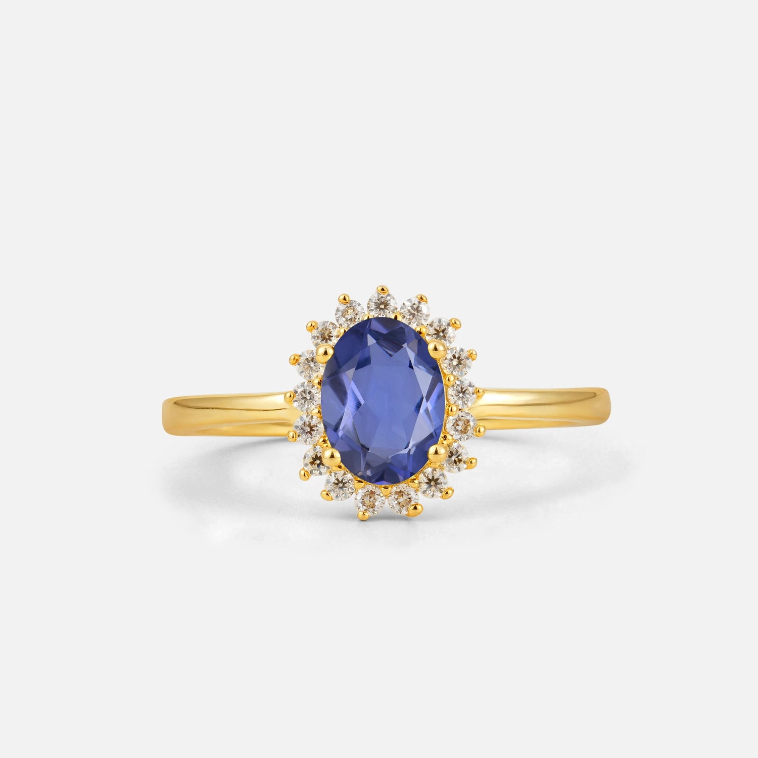 Oval Tanzanite Halo Vintage Engagement Ring