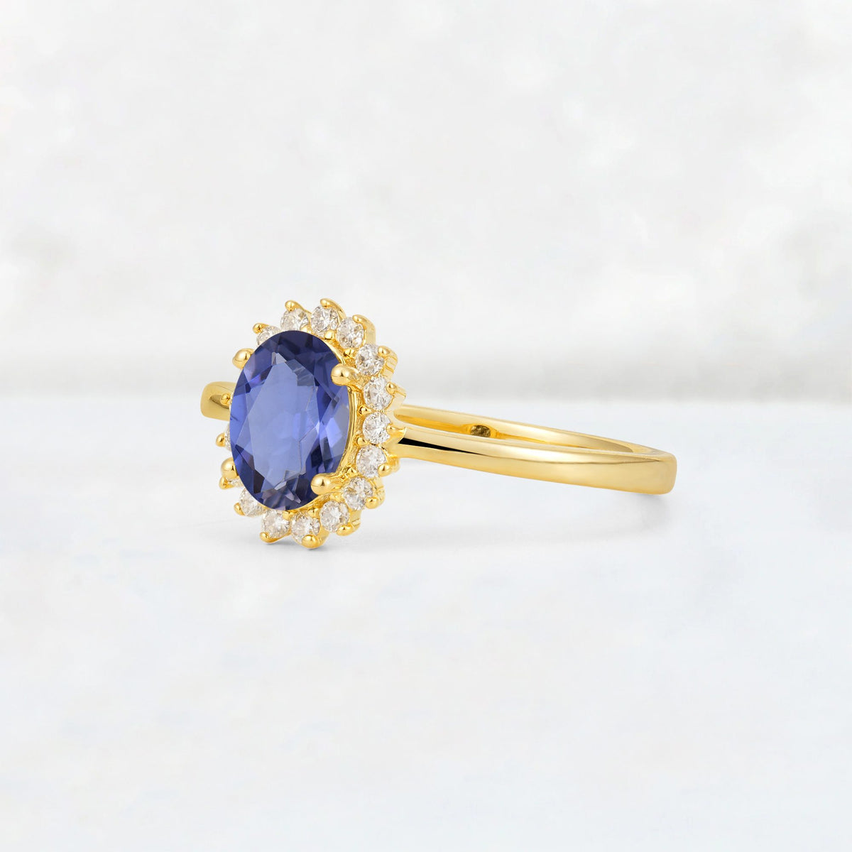 Oval Tanzanite Halo Vintage Engagement Ring - Additional view