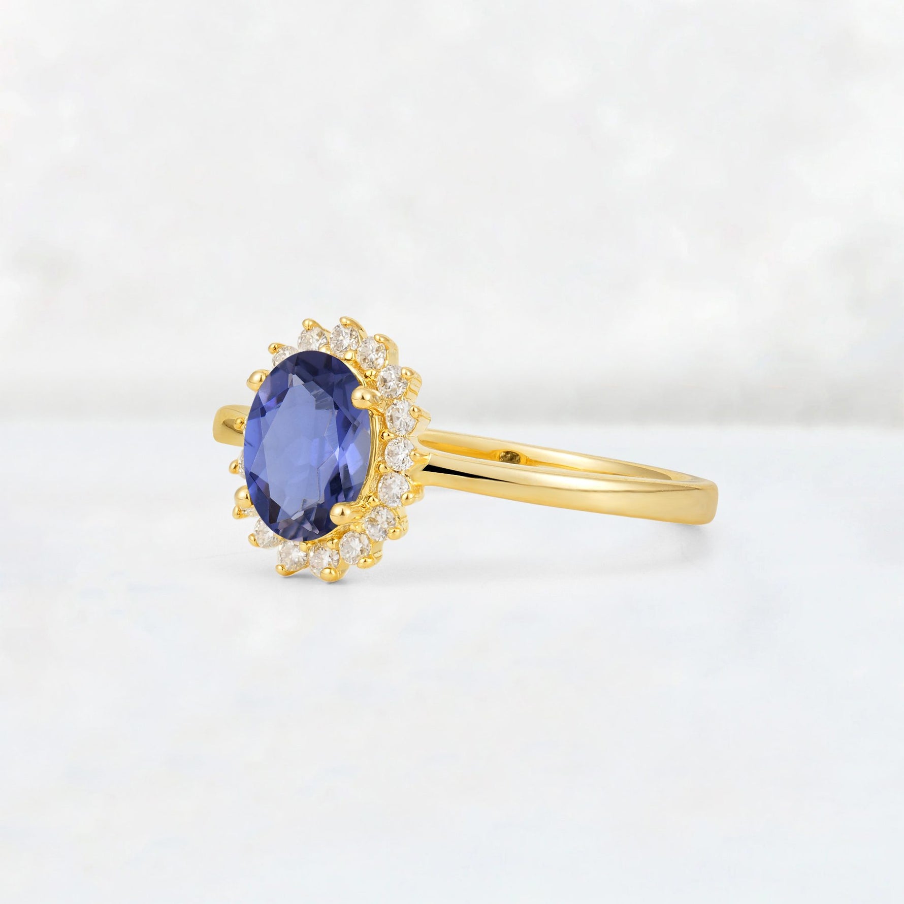 Oval Tanzanite Halo Vintage Engagement Ring - Additional view